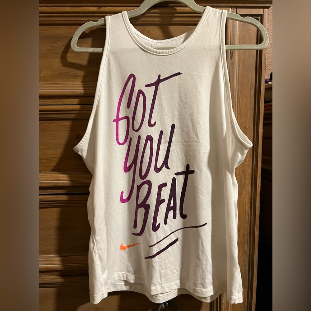 Nike tank top. Got you beat logo gently used large.